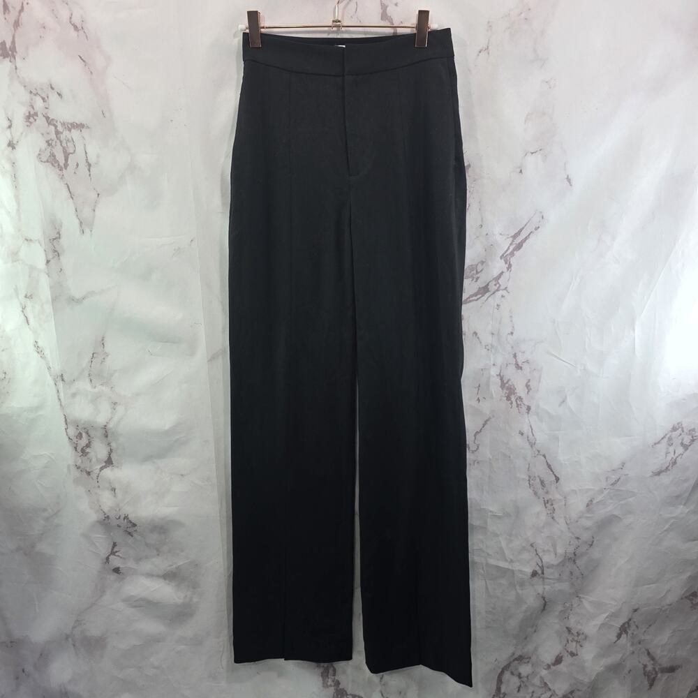 & Other Stories Pants Womens 0 Black High Rise Slit Leg Trouser Wool Viscose
